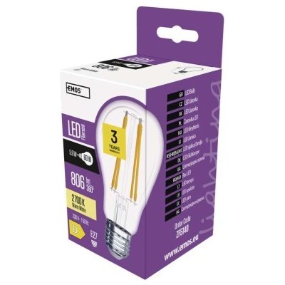 Emos LED žiarovka Filament A60 5,9 W, E27, teplá biela