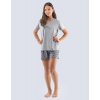 GINA dětské pyžamo krátké dívčí, šité, s potiskem 29006P - šedá černá - 140/146