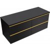 CERANO - Kúpeľňová skrinka Velora - čierna matná, úchytka zlatá + doska pod umývadlo Navira Pro - 36 mm - 140x56,6x46,5 cm CER-668594