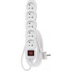 EMOS Predlžovací kábel 3 m / 5 zásuviek / s vypínačom / biely / PVC / 1 mm2 P1513