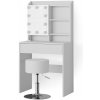 Vicco Vanity table Laura, 70 cm with LED lighting and stool, Biela