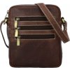 DIVILEY Pánska kožená taška cez rameno Robin tm. hnedá