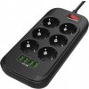 COLORWAY predlžovací napájecí přívod/ 6x Schuko/ 4x USB 5V / kabel 2m CW-CHE64B