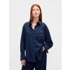 GAP Oversize džínsová košeľa s logom Big Shirt UltraSoft Tmavomodrá M