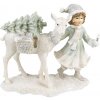 Clayre & Eef Vianočné dekorácie socha dievča vezúci stromček - 22*9*18 cm - Clayre & Eef