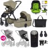 PETITE&MARS - Kočík kombinovaný ICON 2v1 Mossy Green XXL AIR + KIDDY Evoluna i-size 2 + základňa