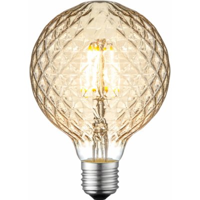 Just Light. Filam. LED žiarovka E27, G95, 330lm, 2700K, 4W, jantar. krištáľ