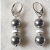 For You Náušnice visiace perly Swarovski elements 8 mm sivé Grey - 14591