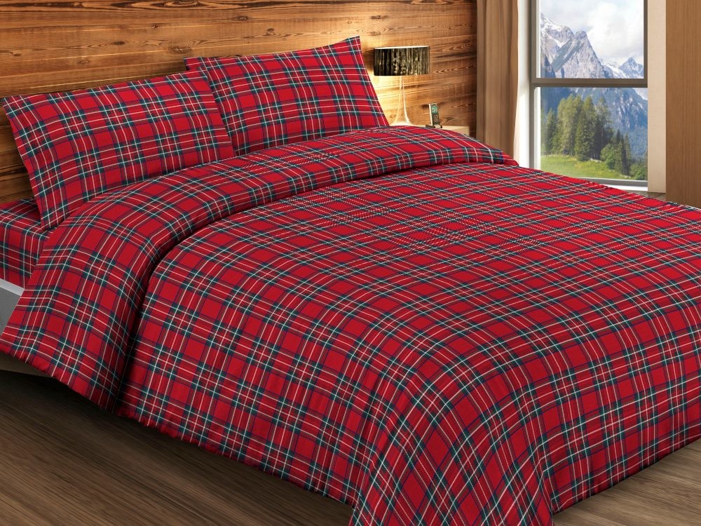 Gipetex Natural Dream Talianská obliečka bavlna Kilt Red 140x200 70x90