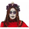 Čelenka s lebkou a šedofialovými květy halloween 8434077266