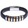 Nefertitis Náramok pánsky kožený pletený s ozdobami z nerezovej ocele NF17334 - obvod cca 22 cm