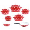 BELIS súprava smaltovaných hrncov červených s bielymi bodkami, 12 ks