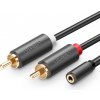 Ugreen AV102 10561 3.5 mm Jack samica / 2RCA samec audio kábel 0,25m Gray