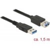 Delock USB kábel USB 3.2 Gen1 (USB 3.0 / USB 3.1 Gen1) USB-A zástrčka, USB-A zásuvka 1.50 m čierna pozlátené kontakty 85055; 85055