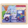 Goki Drevené puzzle Policajné auto 24 dielikov