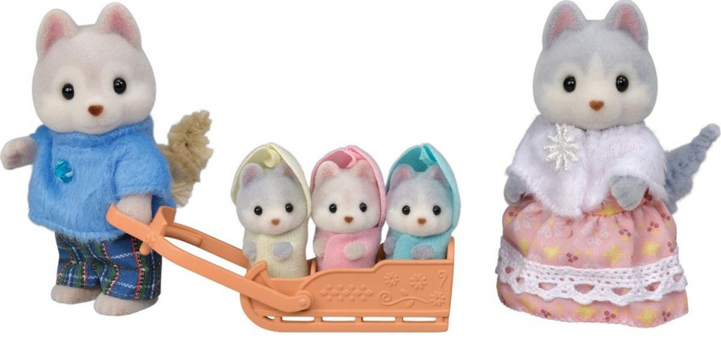 Sylvanian family Rodina Husky s trojičkami