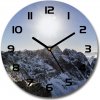 Sklenené nástenné hodiny okrúhle Zima v Tatrách fi 30 cm