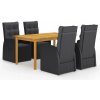 Zostava záhradného nábytku z dreva VidaXL, čierna, 5-dielna