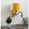 Brilagi - LED nástenné svietidlo NUBILA WOOD 1xE27/25W/230V + LED/3W dub/čierna/žltá BG1564+BG2452 + záruka 3 roky zadarmo