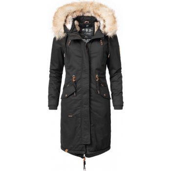 Navahoo KIN-JOO dámska zimná bunda s kapucňou a kožušinou čierná