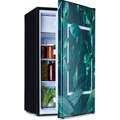 Klarstein CoolArt 79L, kombinovaná chladnička s mrazničkou, EEK E, mraziaci priestor 9 l, dizajnové dvere (HEA20-Forest-90-E)