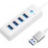 Orico Hub biely USB-A na 4x USB-A 3.1 Gen 1, 15 cm vstavaný kábel (PW4U-U3-015-WH-EP)