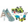 Set šmykľavka s vlhčením a odrážadlo traktor s prívesom Zvieratká XS Slide Little Smoby dĺžka šmyku 90 cm a kosačka s fúrikom