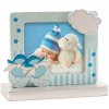 Nejedlá dekorácia na Tortu -Krst rámik modré papučky 13x10cm