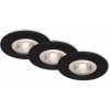 Brilo Vstavané LED svietidlo Kulana, 3 ks, stmievat., matné čierne, pr. 9 x 2,5