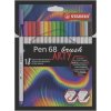 Vláknový fix s flexibilným štetcovým hrotom STABILO Pen 68 brush ARTY - 18 ks púzdro