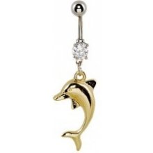 Piercing do brucha zlatý skákajúci delfín Y5.1
