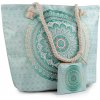 Letná / plážová taška mandala, Paisley s taštičkou 39x50 cm zelená past.sv. 1ks