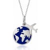 Sofia Strieborný náhrdelník zemeguľa a lietadlo CONOB104327