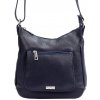 MiaMore kožená crossbody dámska kabelka tmavo modrá