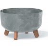 PROSPERPLAST Kvetináč GRACIA LOW BETON EFFECT 28,5 cm sivý