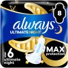 Always Ultimate Night hygienické vložky s krídélkami Veľkosť 6 8 ks