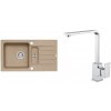 Alveus SET A555 Beige 55 / Chróm SETA555 - Drez Granitový Niagara 70 - 780x435mm, vanička 348x350x160mm, 100x225x70mm, Beige 55 + bateria Reno,