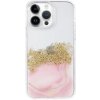 DFANS DESIGN transparentný mramorový kryt s kamienkami pre iPhone 14 Pro Max - ružový - možnosť vrátiť tovar ZADARMO do 30tich dní