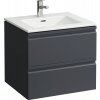 LAUFEN Pro S závesná skrinka s umývadlom s otvorom/s prepadom, 2 zásuvky, 600 x 500 x 545 mm, matná grafitová, H8619614801041
