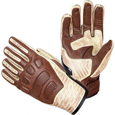 Kožené moto rukavice W-TEC Retro Gloves Farba hnedo-béžová, Veľkosť L