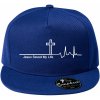 Jesus Saved My Life kríž ekg - Šiltovka s rovným šiltom a plastovou sponou - Univerzálna veľkosť ( Kráľovská modrá )
