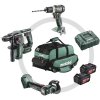 Metabo Combo Set 3.1.1 18 V 691174000 aku vŕtací skrutkovač, aku vŕtacie kladivo 18 V 4.0 Ah Li-Ion akumulátor vr. akumulátorové uhlové brúsky, + 2.; 691174000