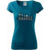 Šachové figúrky v rade - kreslené - Pure dámske tričko - S ( Petrolejová )