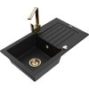 Mexen Pablo, granitový drez 752x436x161 mm, 1-komorový a zlatá batéria Rita, čierna, 6510-77-670300-50