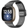 eses Kovový remienok trojitý pre Fitbit Versa 3 a 4, Sense 1 a 2 - Čierny