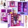 BARBIE ŠATNÍKOVÁ SKRIŇA ŠATNÍK + bábika + oblečenie pre bábiku Barbie SADA