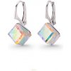 For You Strieborné náušnice kocky swarovski elements 6 mm dúhové CRYSTAL AB - 13668