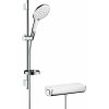 HANSGROHE Raindance Select S nástenný sprchový termostat Ecostat Select, ručná sprcha 3jet priemer 150 mm, sprchová tyč 65 cm, jazdec, miska na mydlo a sprchová hadica 160 cm, biela/chróm, 27036400