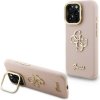 Guess PU Grained 4G Logo Stand Camera Frame Zadný Kryt pre iPhone 15 Pre Pink