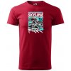 Sablio Tričko s potlačou Skyline street vibes - červené 5XL